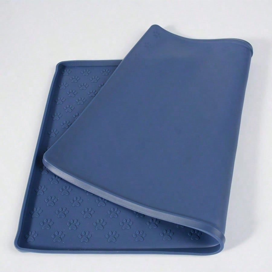 Silicone pet placemat anti-spill dog cat food mat foldable paw print cat and dog supplies pet feeding mat