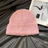 Knitted hat women's ins tide with letters small leather label warm pullover hat autumn and winter thin street ear protection cold hat
