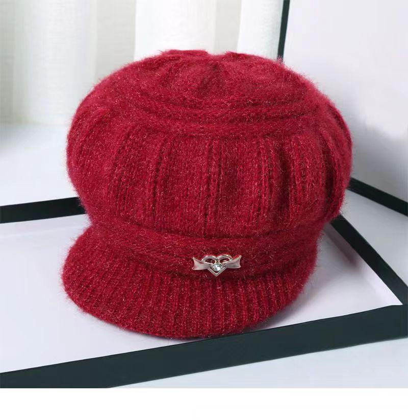 

Женские осенние и зимние новые шапки вязаные повседневные модные утолщенные плюшевые теплые шерстяные шапки One Size