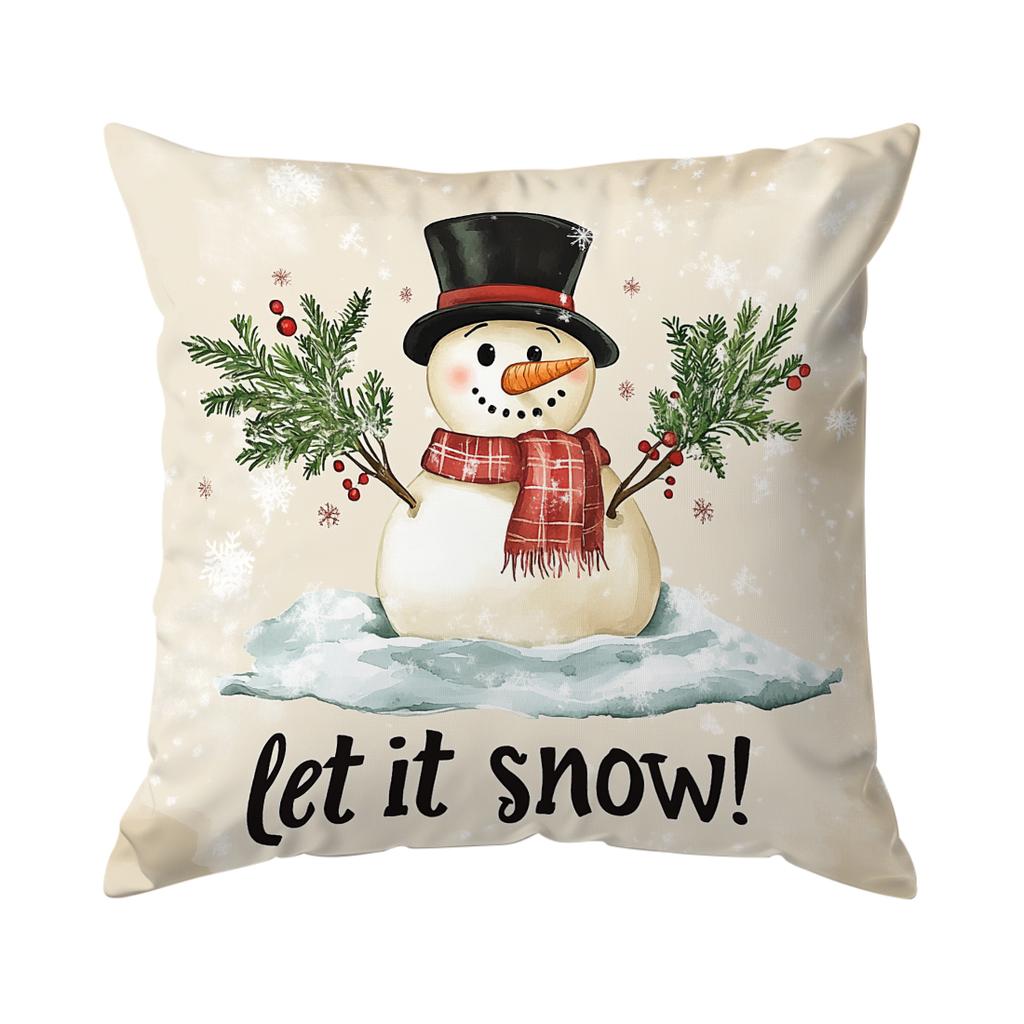 Vintage Christmas Snowman Pillowcase Bedroom Sofa Cushion Cover 100% Polyester Living Room Cushion Pillowcase Home Decor