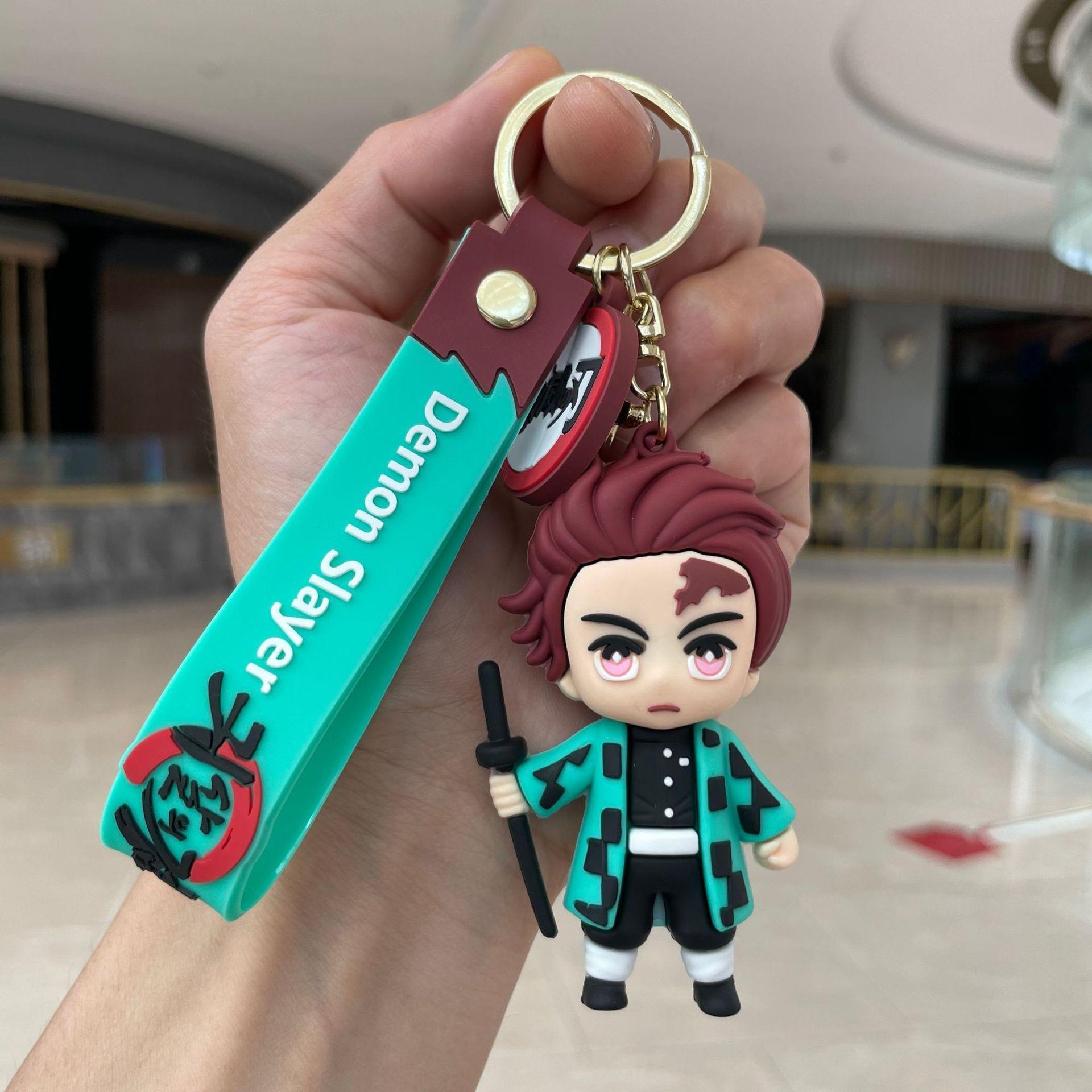 Creative Demon Slayer Nezuko, Demon Slayer Agatsuma Zenitsu, Tomioka Giyuu, Hashibira Inosuke Cartoon Silicone Figurine Keychain