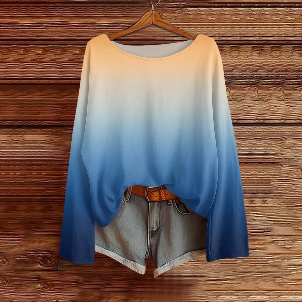 Long Sleeve Shirts For Women Print Graphic Tees Blouses Casual Plus Size Basic Tops Pullover