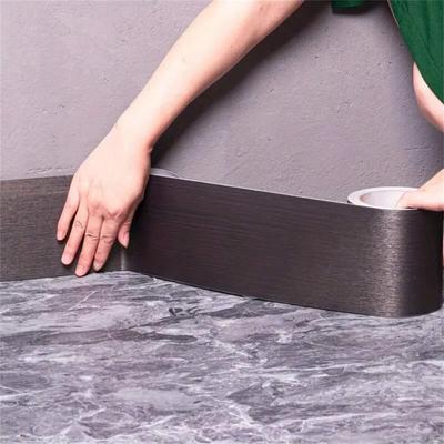1Roll 10cmx5m Metal Brushed Waterproof  Skirting Line Sticker - Self-Adhesive PVC Wall Trim for Door & Window Frames- Easy To I