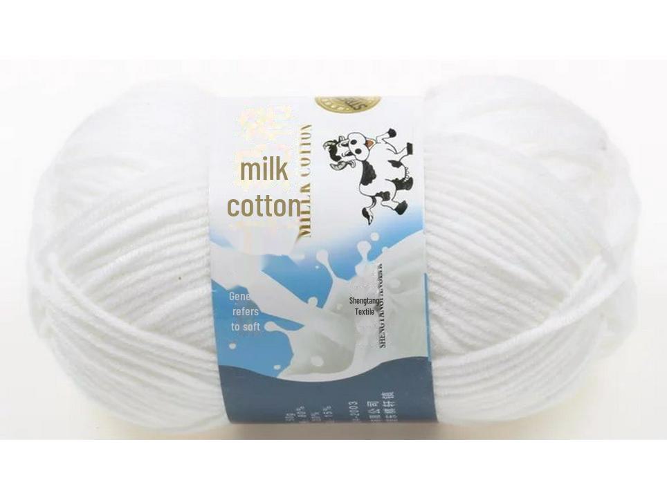 5-Strand Milk Cotton Baby Wool Hat & Scarf Hand-Woven Medium-Thick Yarn Set