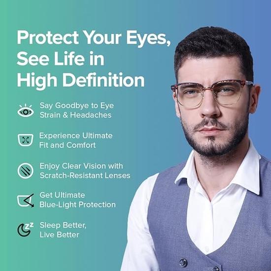 Intellilens Computer Glasses for Eye Protection | Reading Glasses for Men  | Blue Cut Glasses | UV Protection Glasses | For Men & Women | Zero Power