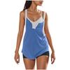 Women's Backless Sexy Workout Cami Tank Tops Color Block Sleeveless Summer Spaghetti Strap Camisoles Shirts