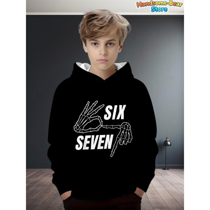 67 Meme Hoodie für Kinder Lustiger Digitaldruck Herbst-Sweatshirt Locker Bequem Oberteile Streetwear Mode Y2k Kinderkleidung
