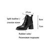 Fashion NEW Autumn Women Boots Split Leather Shoes for Women Square Toe Chunky Heel Shoes Lace-up Modern Boots Soft Handmade Daily Shoes