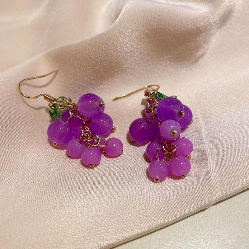 

Японский и корейский фиолетовый виноград симпатичный темперамент маленький свежий сладкий характер мода сережек