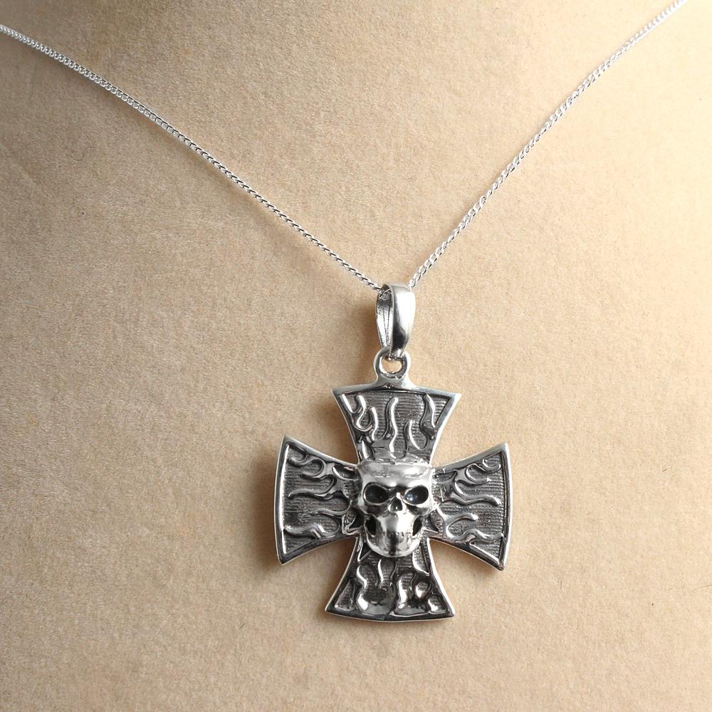 Handmade Maltese Cross Pendant Solid 925 Sterling Silver Charm Jewelry