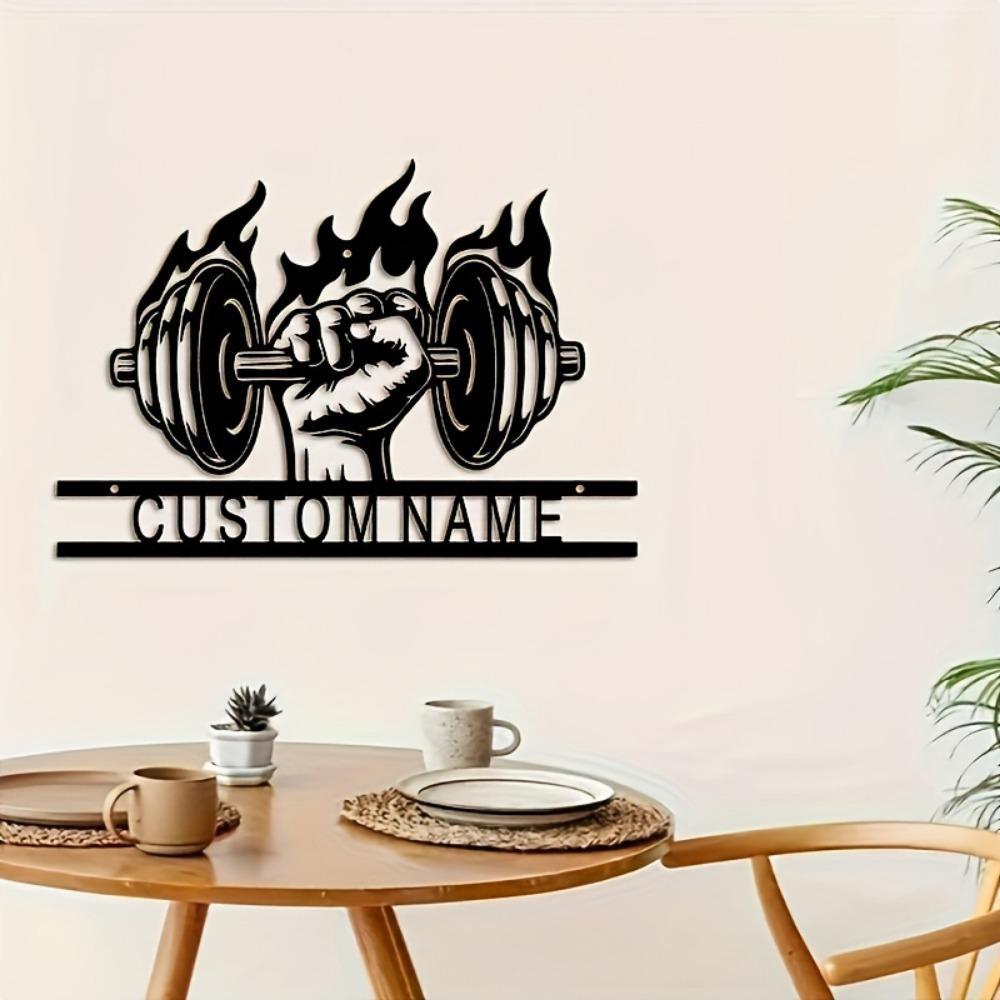 Metal Name Sign Wall Art Gym Decor for Men