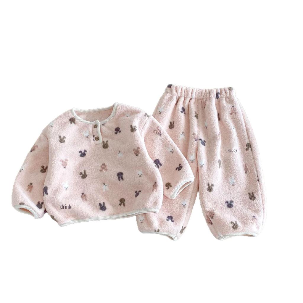 2025 Winter Children's Korean-Style Cartoon Pajama Set for Boys & Girls - Two-Piece