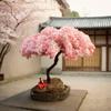 Miniature Cherry Blossom Tree Model Fine Workmanship Flowering Pink Blossoms
