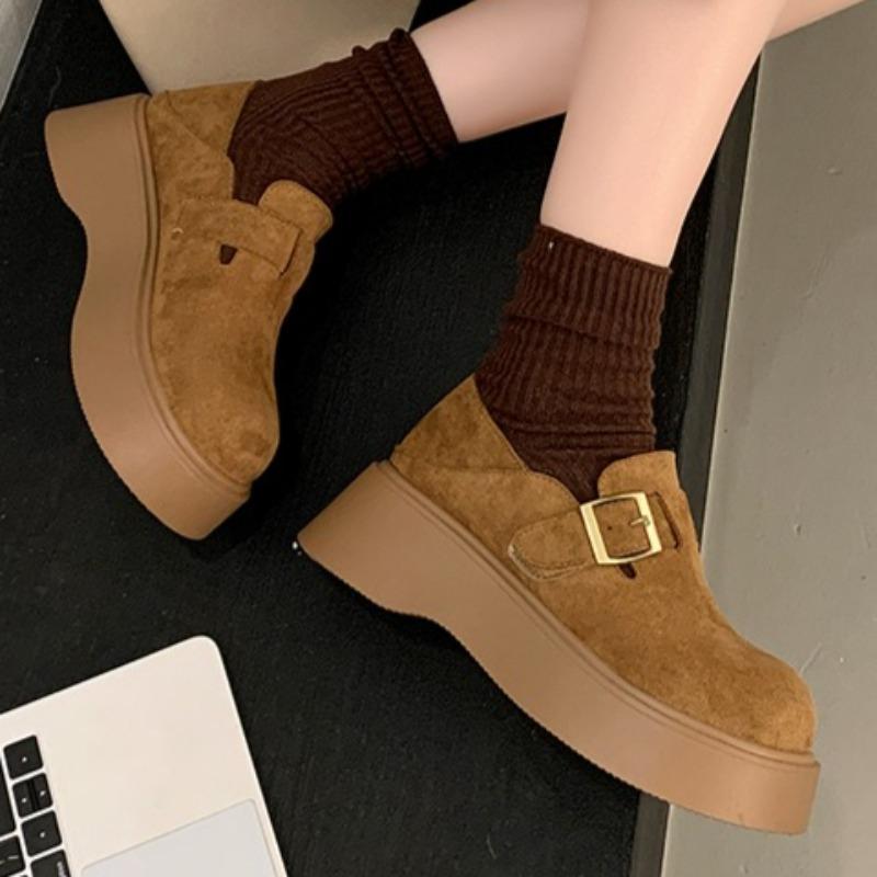 Fashion Women Platform Buckle Flats Shoes 2025 Autumn Designer Classical Loafers Shoes New Fashion Casual Sneakers Walking Zapatillas