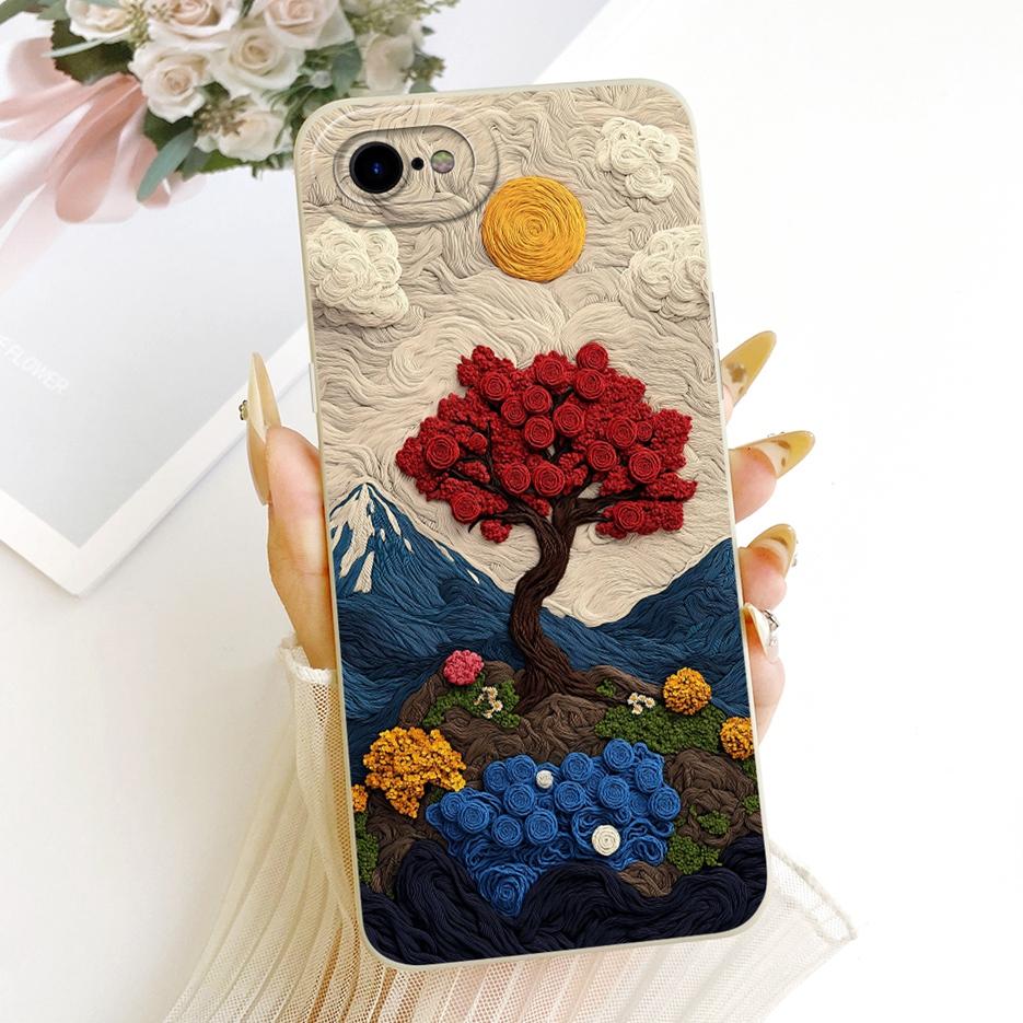 For Apple iPhone SE 2020 Case iPhoneSE 2022 Luxury Flowers Cartoon Painted Cover Soft Silicone Case For iPhone SE 2022 2020 Bags