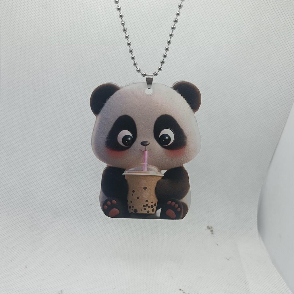 Acrylic Stylish Panda Pendant Whimsical Car Interior Decoration For Keys Bags And