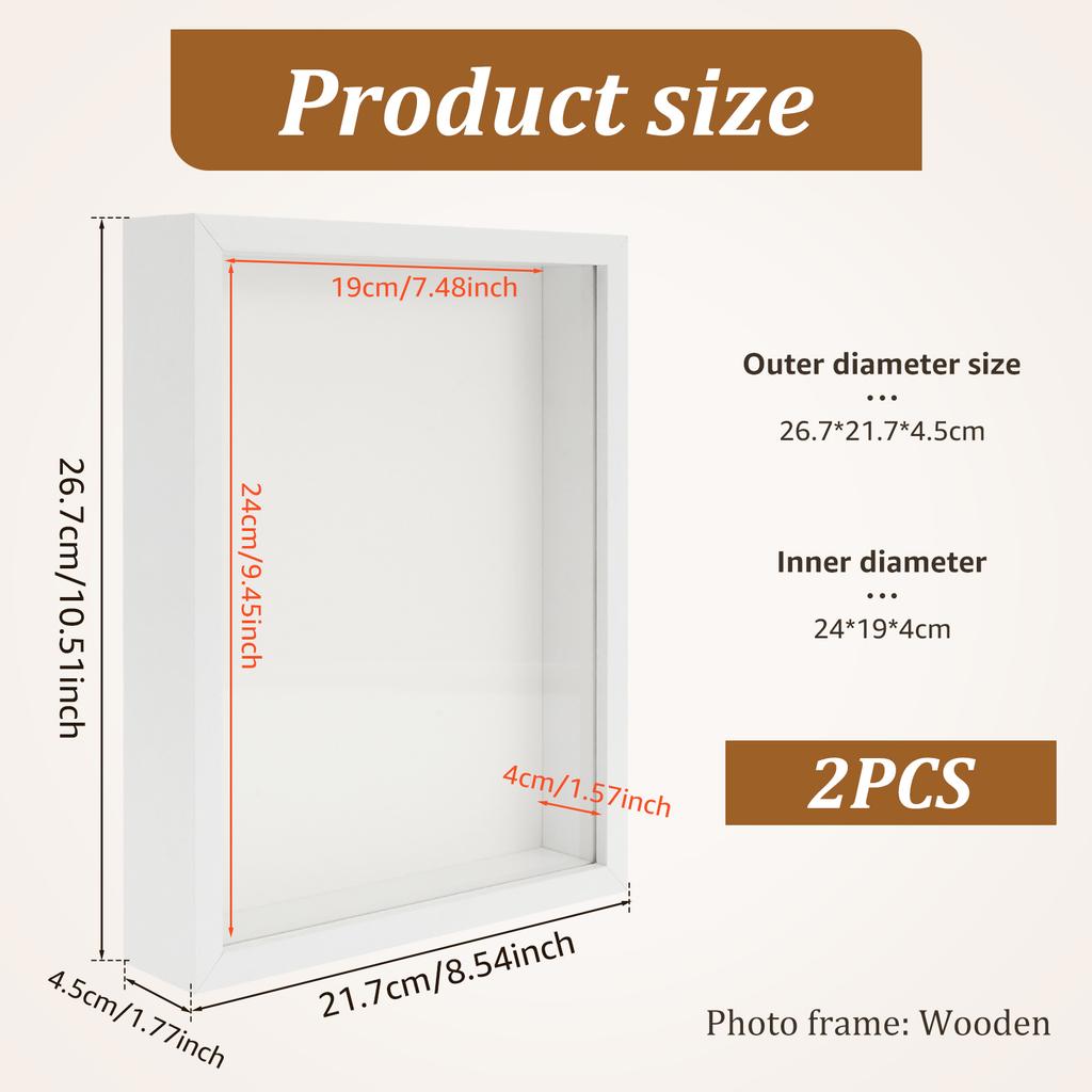 Shadow Box Picture Frame Wall Mounted Shadow Box Simple Elegant Display Cases Rectangle for Display Photos Medals Awards