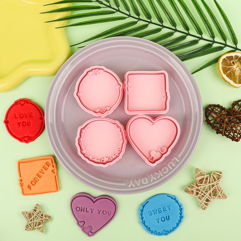 1/4Pcs 3D Valentine'S Day Wedding Cookie Cutters Biscuit Mold Cookie Mould Stamp Party Decor Baking Tools