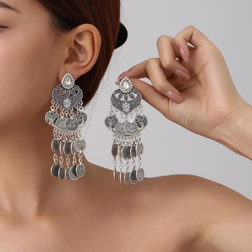 Bohemian Ethnic Tassel Metal Dangle Earrings - Fashion Exotic Ear Jewelry