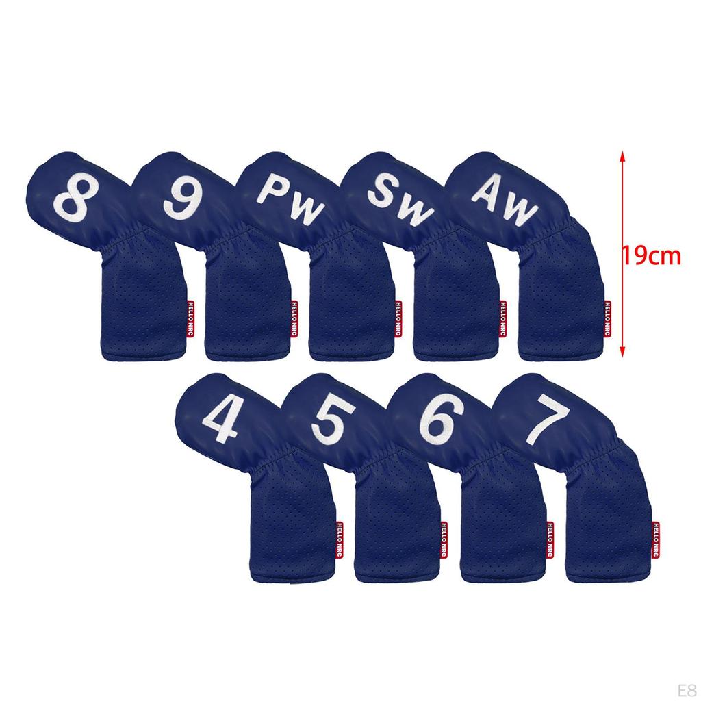 9 Pieces Golf , Head Cover 49,PW,SW,AW Long Neck Waterproof PU Leather Brands Accessories