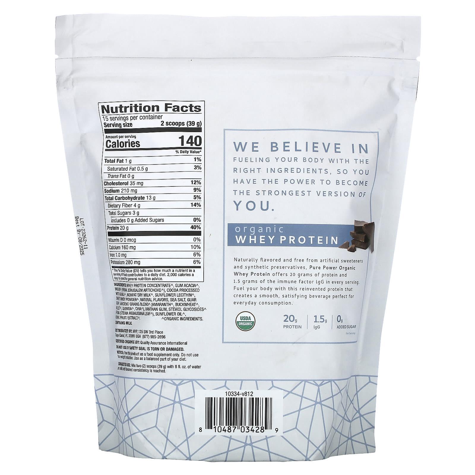 

Dr. Mercola, Pure Power, Organic Whey Protein, Chocolate, 1 lb 4.6 oz (585 g)