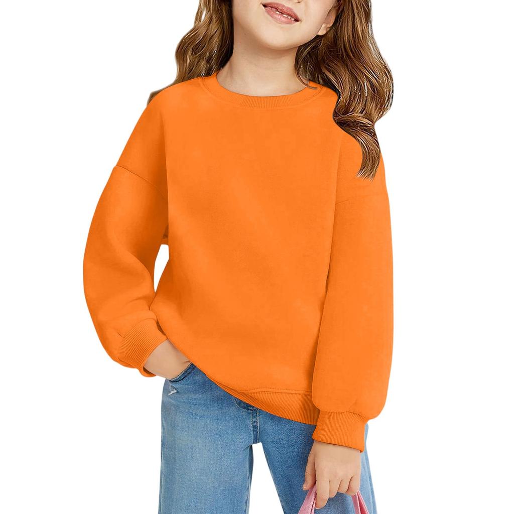 Winter Boy And Girls Round Neck Pullovers For Kids Long Sleeved T-shirt Solid Color Baby Tops