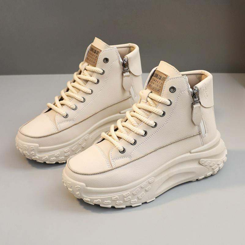 High-top Shoes Women's Autumn Women's Shoes Round Toe Shoes Thick-soled Increased Casual Sneakers