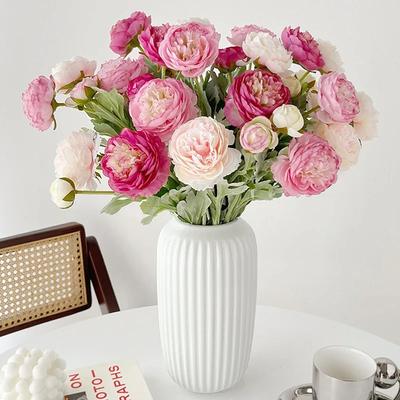 3 Köpfe Elegante Künstliche Blumen Seidenpfingstrose Bouquet Heimdeko Party Braut Hochzeitsdekorationen rosa Künstliche Pfingstrosen Pflanzen