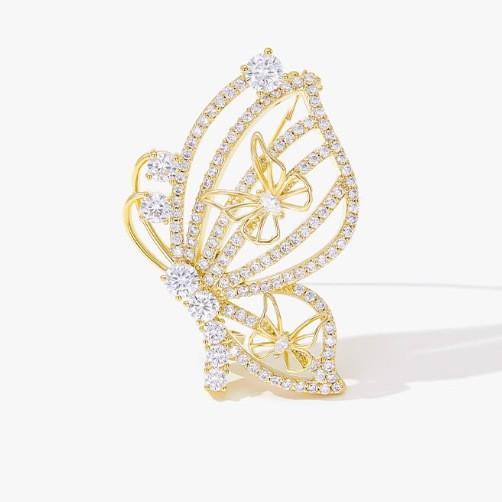 Beaut&Berry Full Rhinestone Butterfly Brooches for Women Insect Pins Casual Party Accessories New Year Gifts Friends Decoration