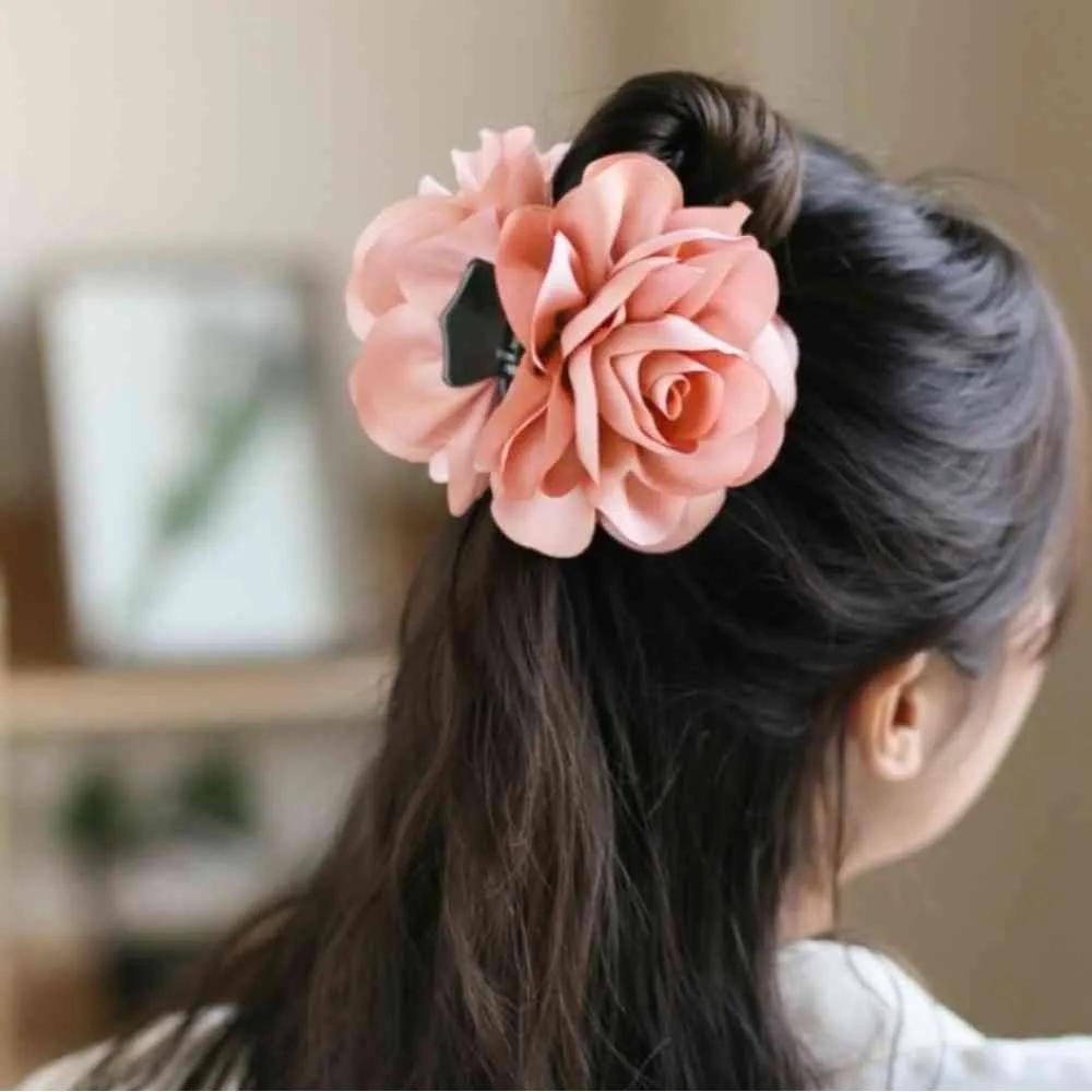 Flower hair clip, peach flower hair clip, hair clip
