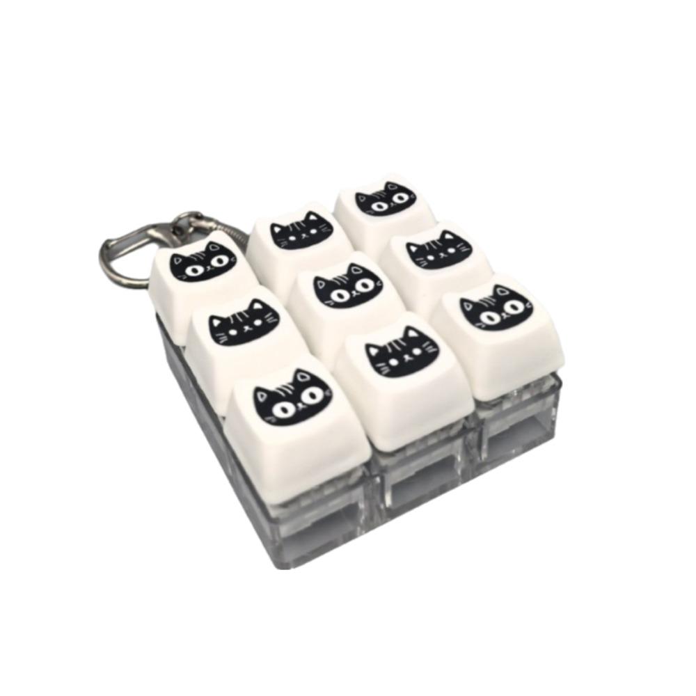 with Metal Buckle Black Cat Keyboard Key Chain Crispy Rebound Voice Keyboard Fidget Toy  Student