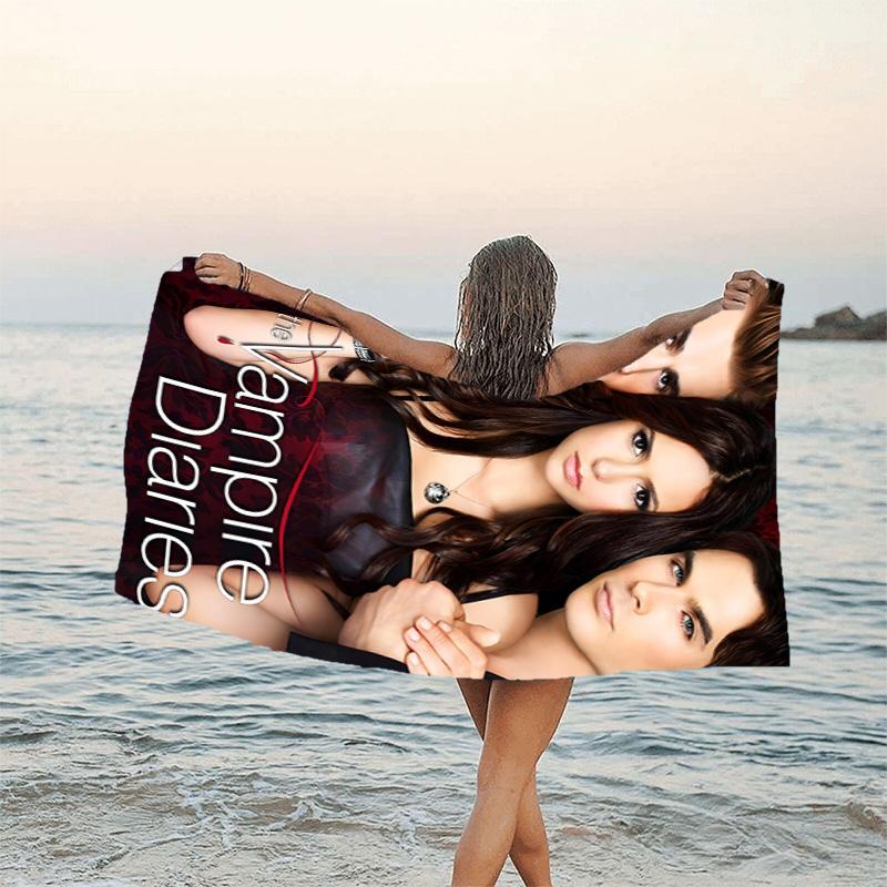 1pc The Vampire Diaries3 Beach Towel, Beach and Seaside Swimming Pool Equipment, Fashion Pattern, Rectangular, Travel Essentials