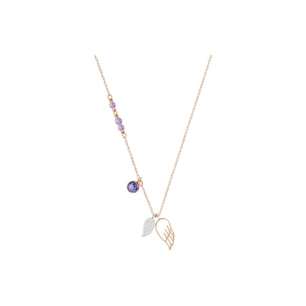 Swarovski Duo Symbolic Series Purple Angel Wings Necklace Rose Gold Tone Women Necklace 5535523
