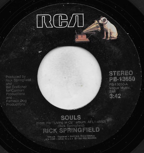 

7inch Record RICK SPRINGFIELD - Souls PB13650 RCA 1983 US Rock Used