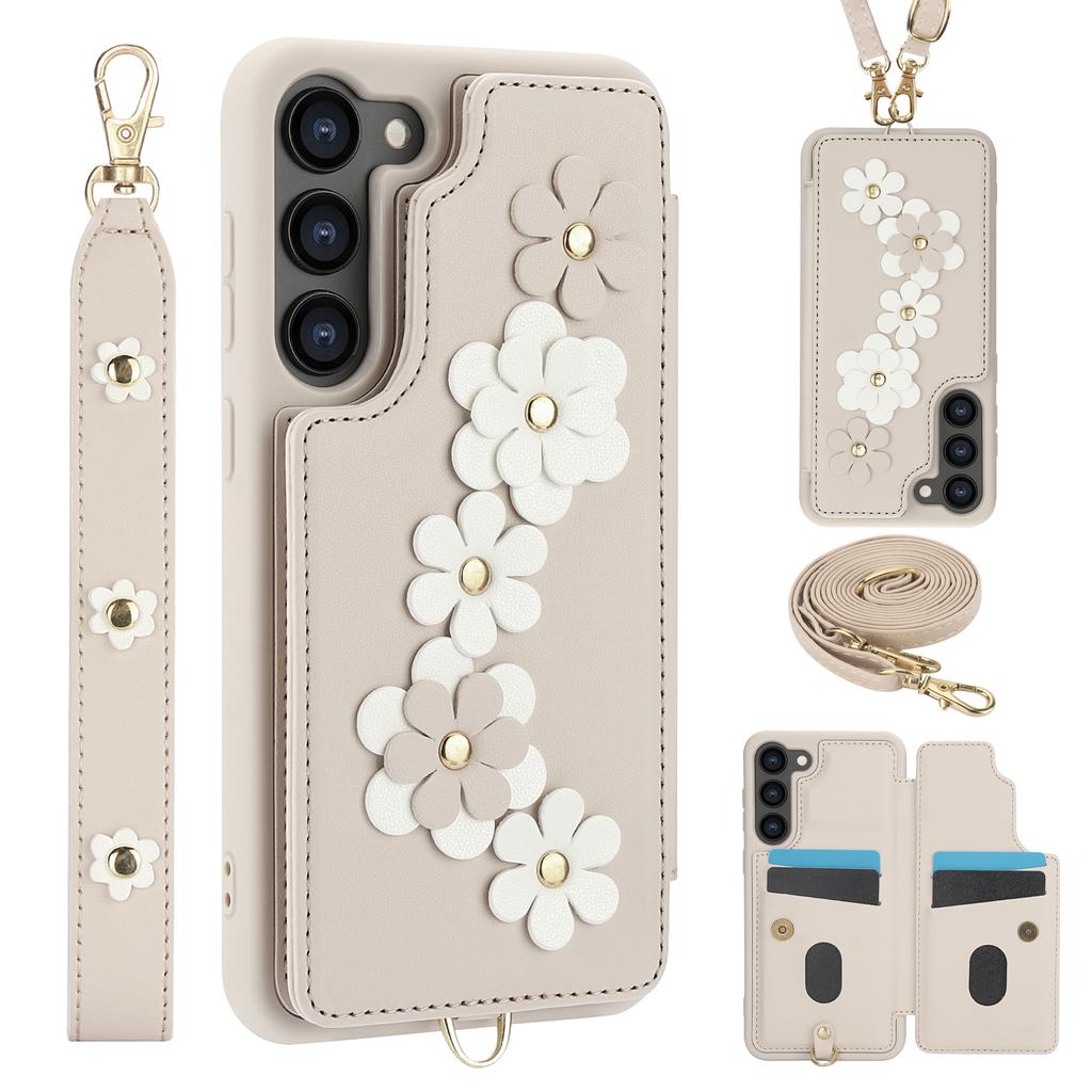 Kožená peněženka s poutkem na zápěstí, crossbody, pouzdro na telefon pro Samsung S25 S24 Plus S23 FE S22 Ultra A55 A54 A53 A35 A34 A15 A13