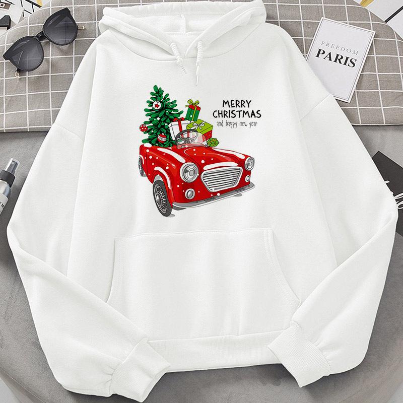 Harajuku Fleece Pullover Hoodie Christmas E Print Hoodies
