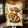 1PC cowflowerOutdoor Flannel Blanket - Soft Plush Decor for Picnics, Camping, Bedroom, All-Season Cozy Gift for Christmas, Lightweight 1368A