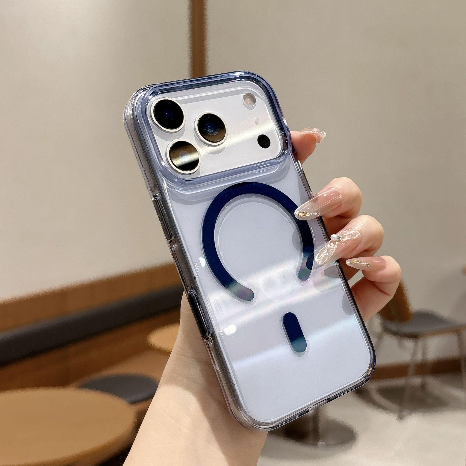 

Compatible with Apple iPhone 17 Pro Max, 15 Pro Max, 16: Ice Crystal Magnetic Phone Case, High Transparency, Anti-Fall Protective Cover. iPhone 17