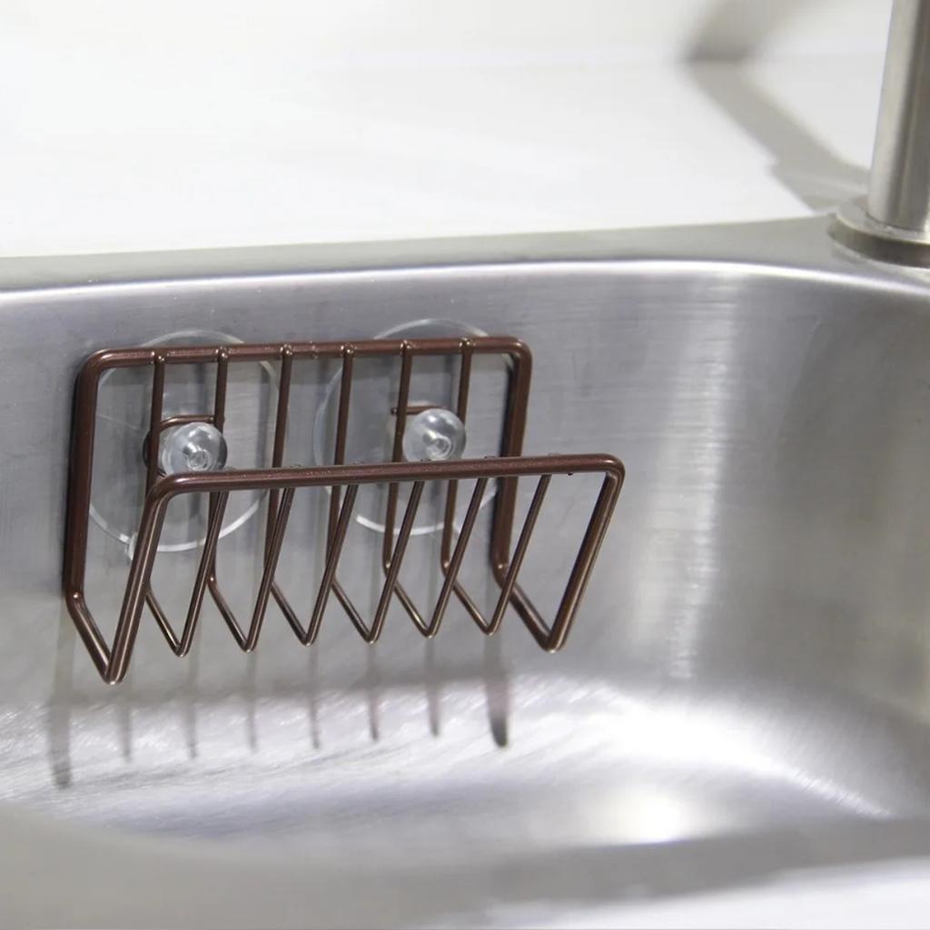 1PC Metal Sponge Rack with Suction Cups Sink Drain Storage Shelf for Wire Ball Kitchen Organizer Kitchen Accessories Organizer