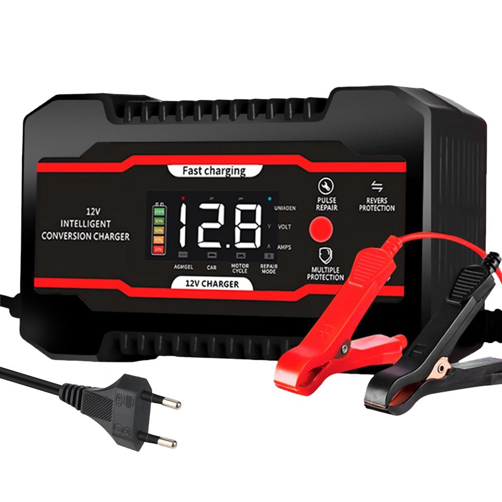 EU/US Plug Multiple Protection Universal Digital LCD Display Battery Maintenance 12V 6A Start-Stop Car Battery Charger For Car SUV Motorcycle Truck