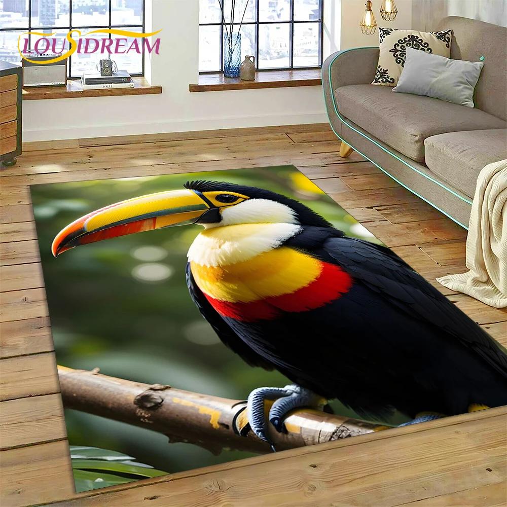 Colorful Parrot Macaw Budgerigar Bird Carpet Rug for Home Living Room Bedroom Sofa Doormat Decor,kid Area Rug Non-slip Floor Mat