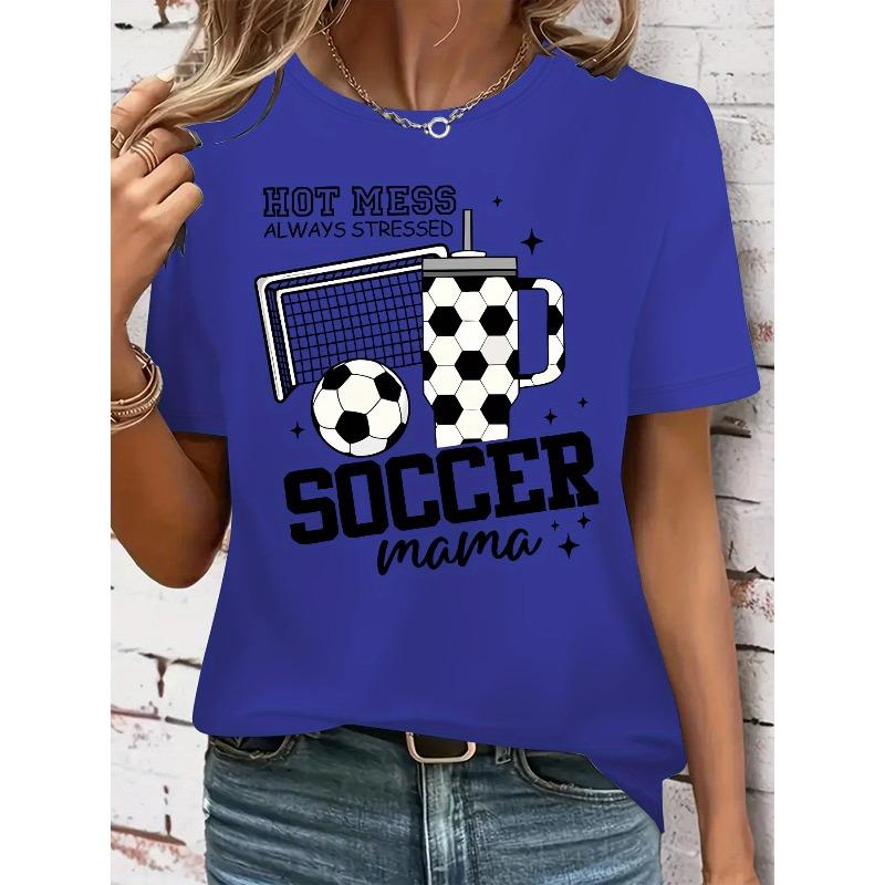 Graphic Print T-shirt, Short Sleeve Crew Neck Casual Top for Summer & Spring, Women's Clothing