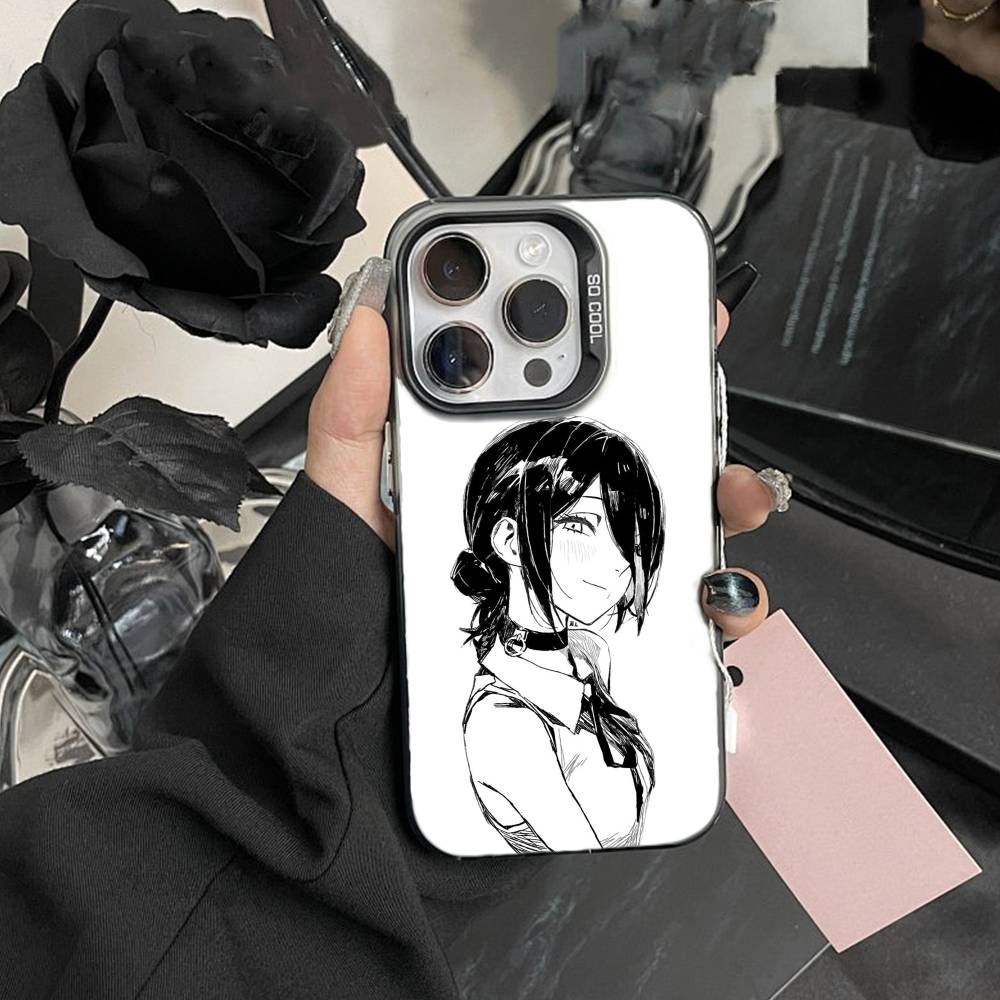 K-Reze C-Chainsaw Man Etui na Telefon Dla iPhone17, 16,15,14,13,12 Pro Max białe Cukierkowe Matowe Odporne na Wstrząsy Pokrowiec