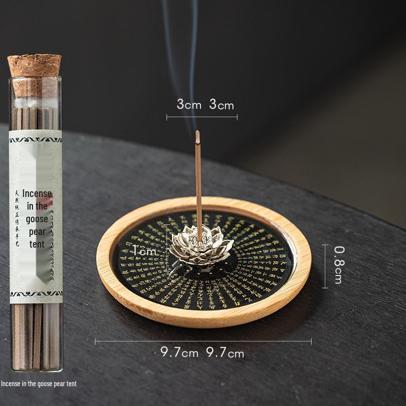Zen Lotus Heart Sutra Incense Holder - Small Indoor Burner for Tea Ceremony and Sandalwood/Agarwood Incense