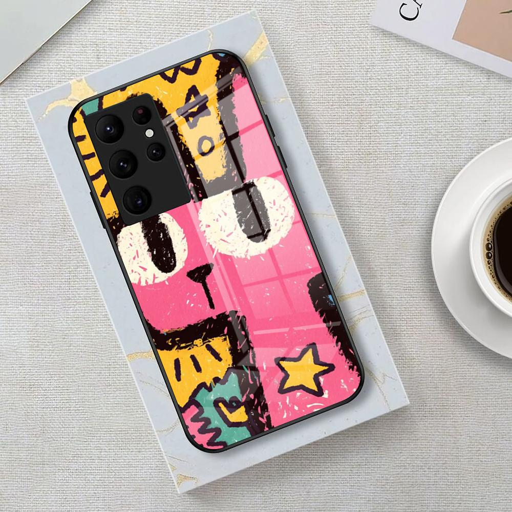 Cats Gathering Crayon Phone Case For Samsung S25 Edge Ultra 23 22 21 20 Ultra Plus S24 Fe A54 53 25 Glass Cover