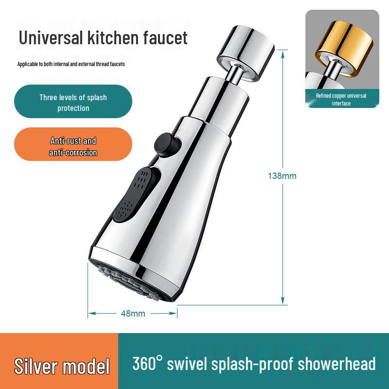 Universal Kitchen Faucet Extension & Swivel Sprayer Anti-splash Shower Head