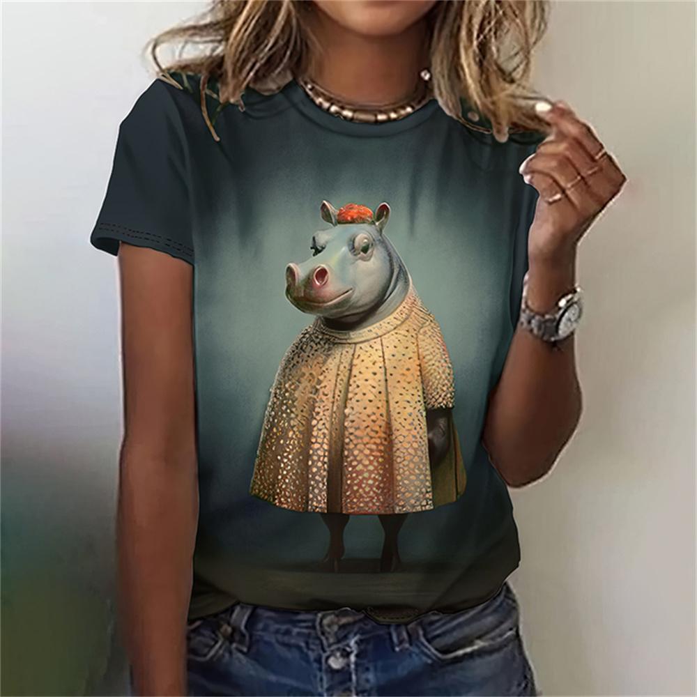 Cute Cartoon Cat Women's T-Shirts Fashion Top 3d Cute Animals T Shirt Women Casual Short Sleeve O-Neck Oversized Female Clothing
