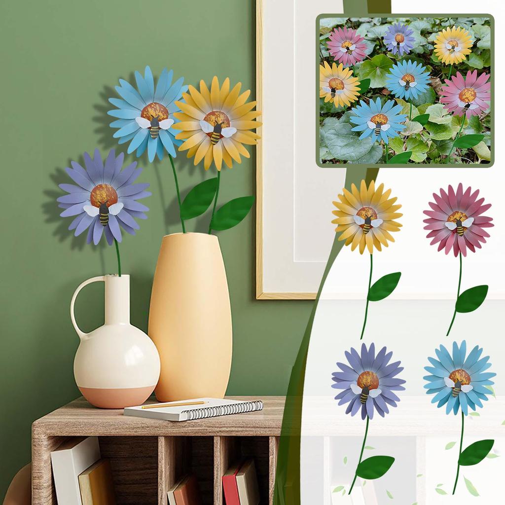 Květinová zahrada Stake Iron Art Ornament Slunečnicová vložka do květináče Zahradnická dekorace