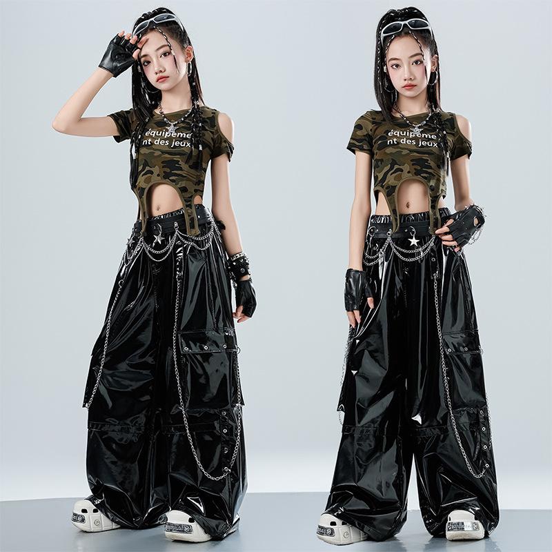 Trendiges Jazz-Crop-Top für Mädchen: Modisches Hip Hop Street Dance Performance Kostüm
