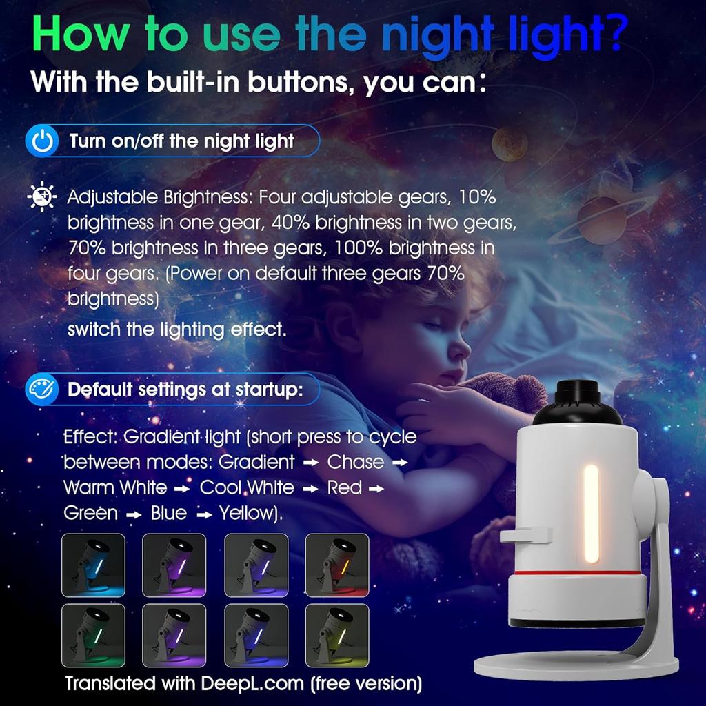 Galaxy Projector,Upgraded 4K HD Star Projector Lens,10 Realistic Nebula Scenarios Room Lights,Timer off Controls 8-Color Night Light for Bedrooms Home